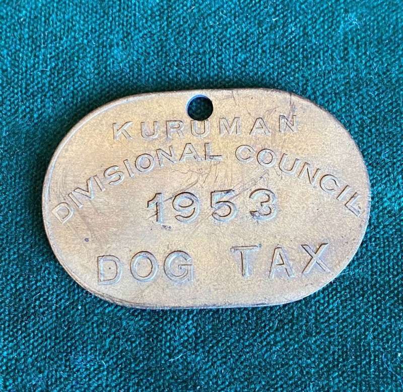 KURUMAN DIVISIONAL COUNCIL 1953 BRASS DOG TAG