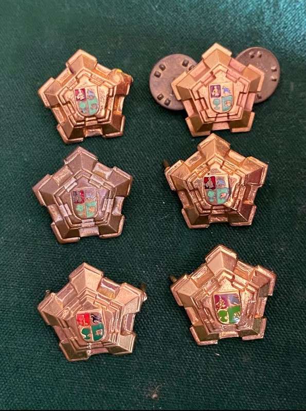 SA ARMY OFFICERS PIPS MESS DRESS IN GILT-WORN 1960`S-1970`S-PINS COMPLETE