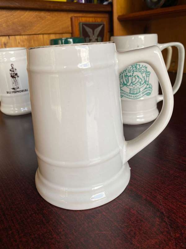 RHODESIA MUG WITH WILLGROVE WARE POTTERY,MAKERS STAMP-HEIGHT 14 CM-DIAMETER AT THE BOTTOM 11CM-GOOD