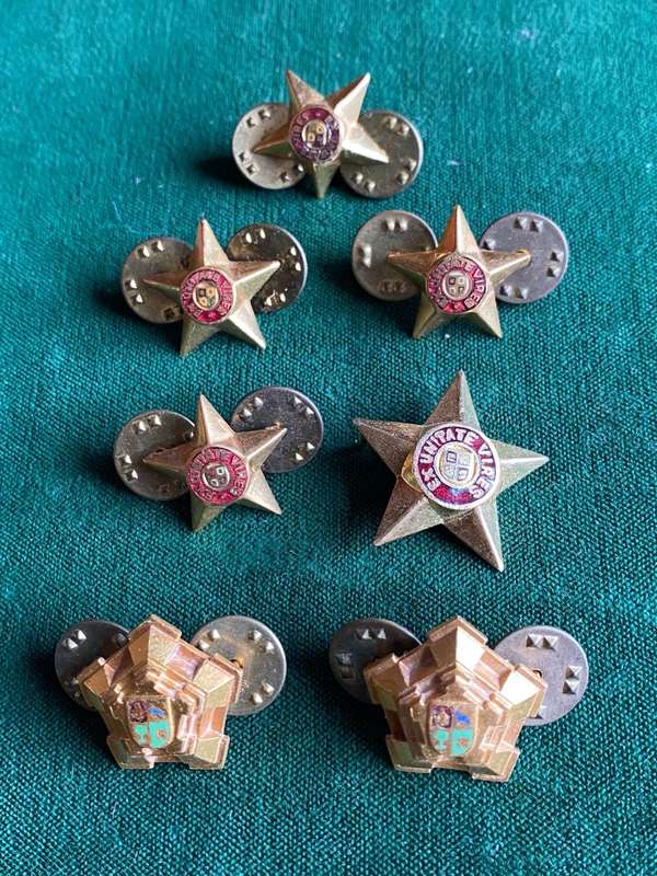 ARMY GILT OFFICERS RANKS-7 IN TOTAL-ONE PIN MISSING