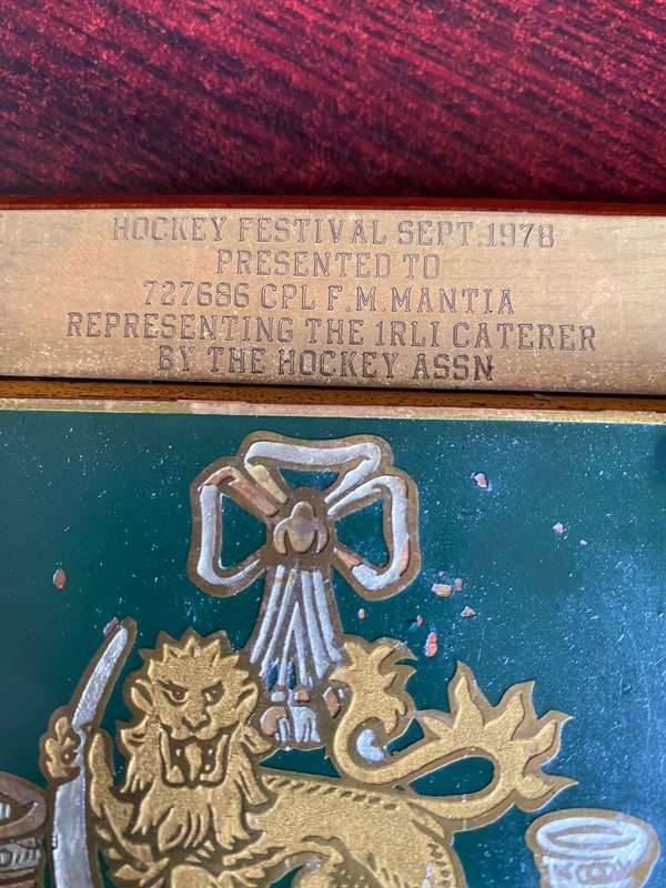 RHODESIAN LIGHT INFANTRY-PLAQUE,PRESENTED TO 727686 CPL. F.M. MANTIA