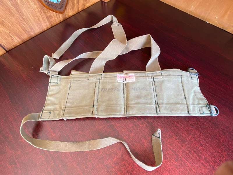 ORIGINAL,BATTLE USED,RHODESIAN CHEST WEBBING-LABELLED AND MADE BY FEREDAY AND SONS-RHODESIA-BELONGED