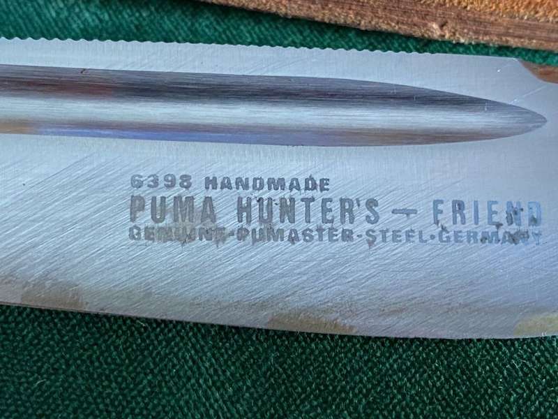 ORIGINAL PUMA HUNTERS FRIEND WITH GENUINE STAG ANTLER HANDLE MODEL 116398 WITH ORIGINAL LEATHER SHEA