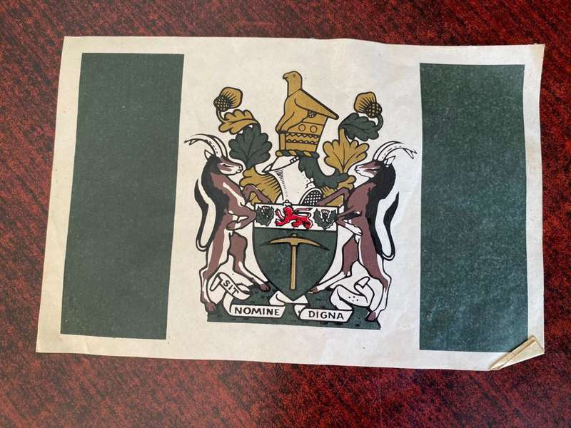 RHODESIAN FLAG-STICKER-ORIGINAL PERIOD ITEM-MEASURES 16X10,5 CM