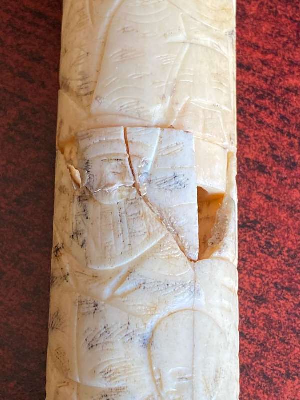 JAPANESE HAND CARVED BONE TANTO MEIJI PERIOD 1868-1912-TOTAL LENGTH 460CM