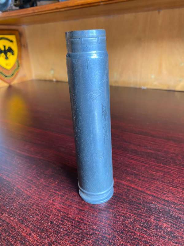 27X 145 SPENT CARTRIDGE-HEIGHT 14,5 CM-DIAMETER TOP 27MM-BOTTOM 34 MM