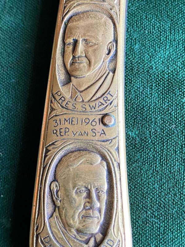 31 MEI 1961 REP. OF SA KNIFE MADE BY C.SCHLIEPER-SOLINGEN GERMANY-GOOD CONDITION