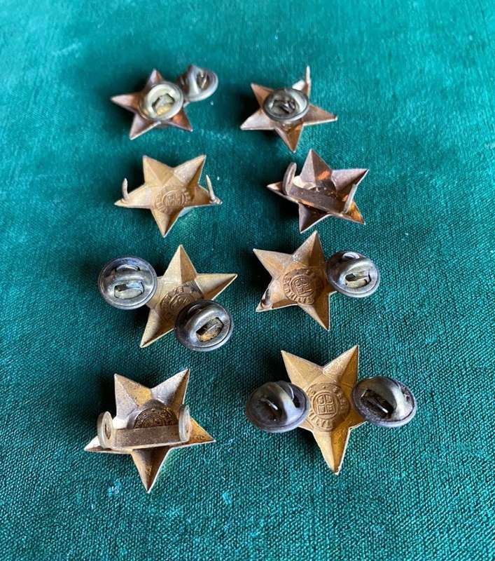 SA ARMY OFFICERS RANK IN GILT-WORN 1960`S-1970`S- 8 SOLD TOGETHER-PINS COMPLETE