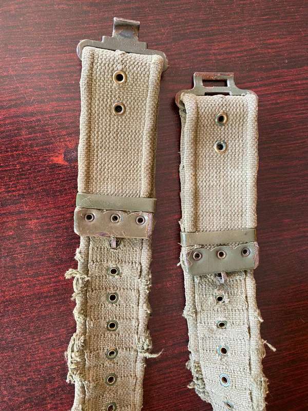 RHODESIAN PATTERN 61 WEBBING BELT COMBAT USED-LOTS OF CHARACTER-EXTENDED LENGTH 110CM