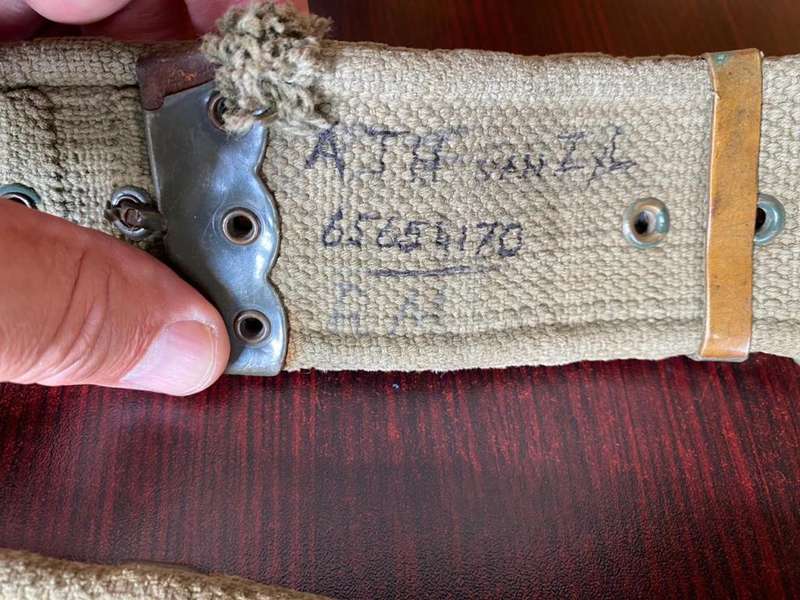 RHODESIAN PATTERN 62 WEBBING BELT-COMBAT USED-EXTENDED LENGTH 114 CM