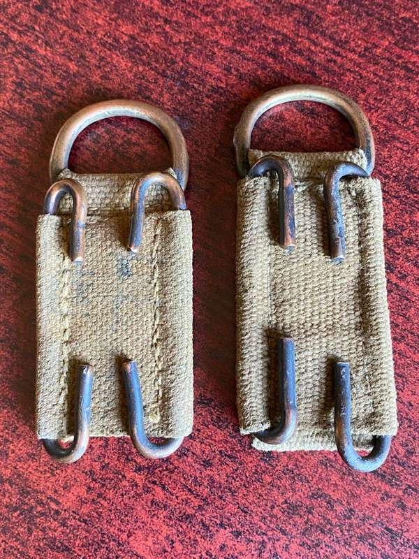 RHODESIAN WEBBING CLIPS-RINGS AND CLIPS ARE BRASS-THE ONE IS MAKER STAMPED