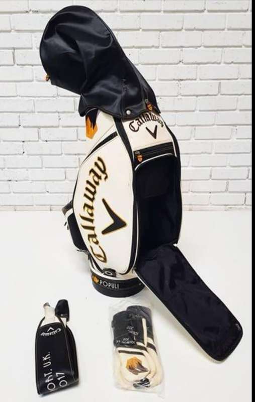 CALLAWAY SOUTHPORT UK 2017 LIMITED EDITION TOUR BAG WITH HEAD COVERS AND HOOD COVER-VERY GOOD CONDIT