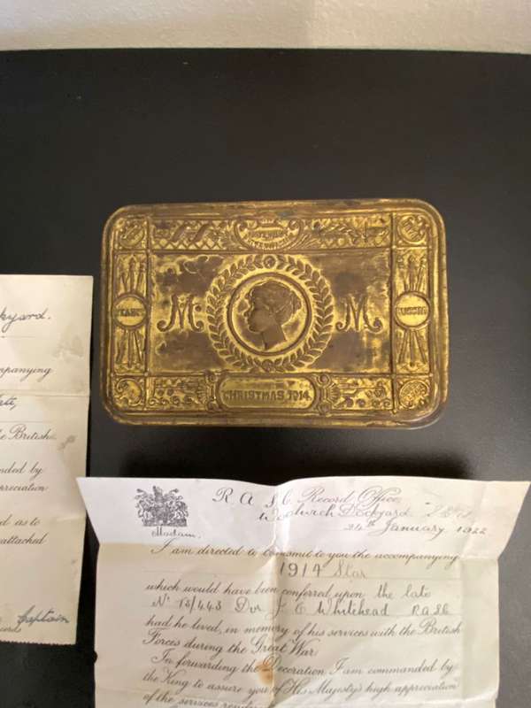 WW1 STAR AND VICTORY MEDAL,WITH CERTIFICATES AND PRINCESS MARY TIN AS WELL AS JMC/DSC MEDAL AWARDED