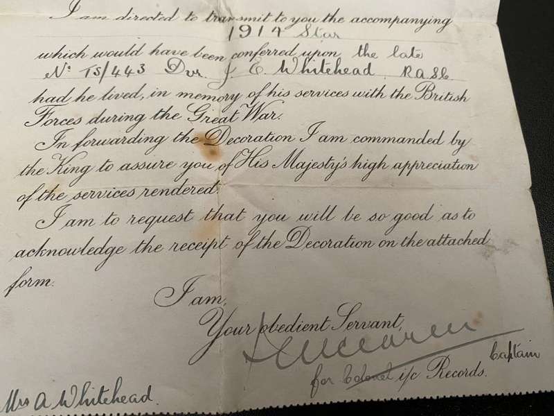 WW1 STAR AND VICTORY MEDAL,WITH CERTIFICATES AND PRINCESS MARY TIN AS WELL AS JMC/DSC MEDAL AWARDED