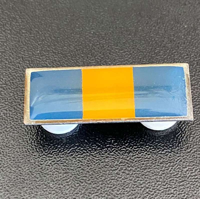 SA CATERING CORPS BERET BAR -ROYAL BLUE/ SAFFRON/ ROYAL BLUE- ORIGINAL- 2 PINS