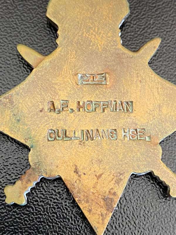 WW1 TRIO AWARDED TO PRIVATE ANDREW FRANK HOFFMAN-6497-1ST REGT. SA INF. (DULLINANS HORSE) 15 PAGES O