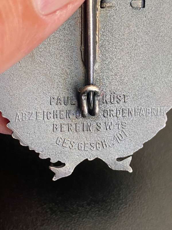 ORIGINAL WEIMAR REPUBLIC PERIOD FREIKORPS SCHLAGETER BADGE-MAKER MARKED -2 BARS RHEIN/RUHR 1923-24