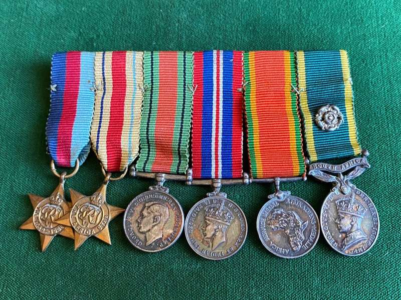 AUTHENTIC WW2 MINIATURE MEDAL GROUP-THE AFRICA SERVICE AND EFFICIENCY MEDAL IN SILVER