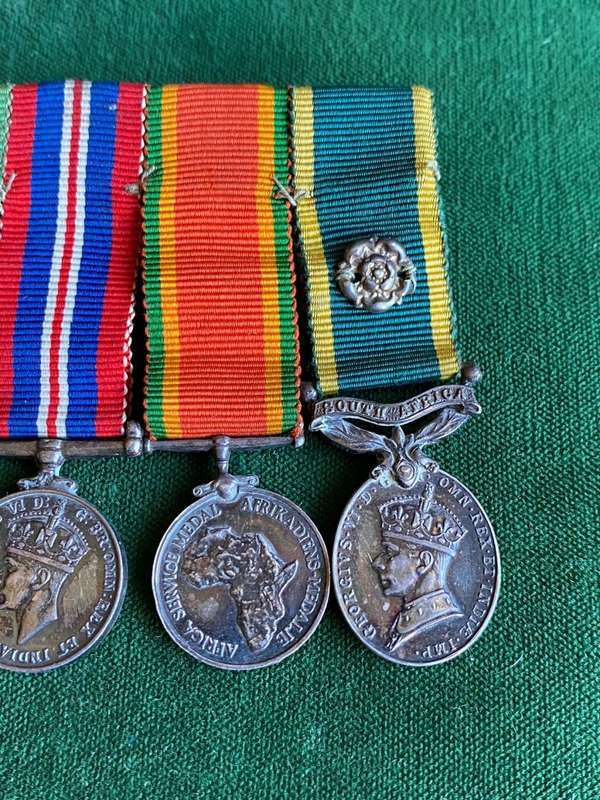 AUTHENTIC WW2 MINIATURE MEDAL GROUP-THE AFRICA SERVICE AND EFFICIENCY MEDAL IN SILVER