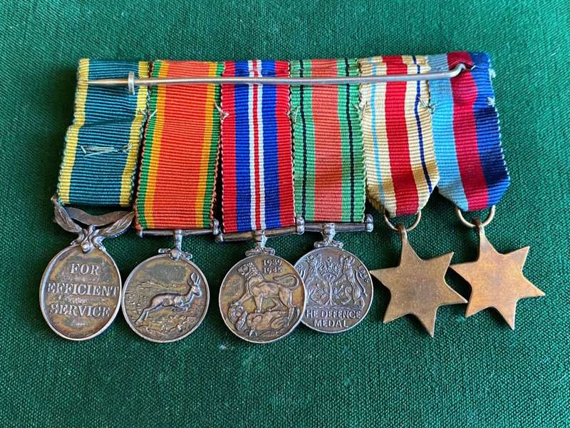 AUTHENTIC WW2 MINIATURE MEDAL GROUP-THE AFRICA SERVICE AND EFFICIENCY MEDAL IN SILVER