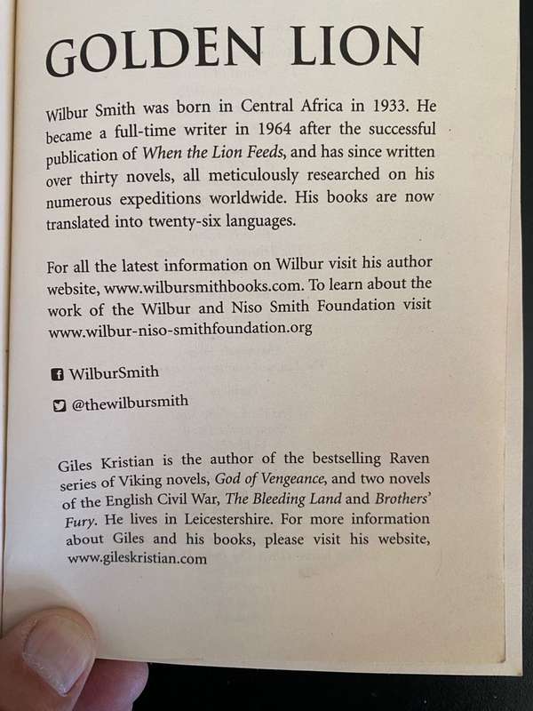 WILBUR SMITH-GOLDEN LION-SOFT COVER -FIRST EDITION PUBLISHED 2016