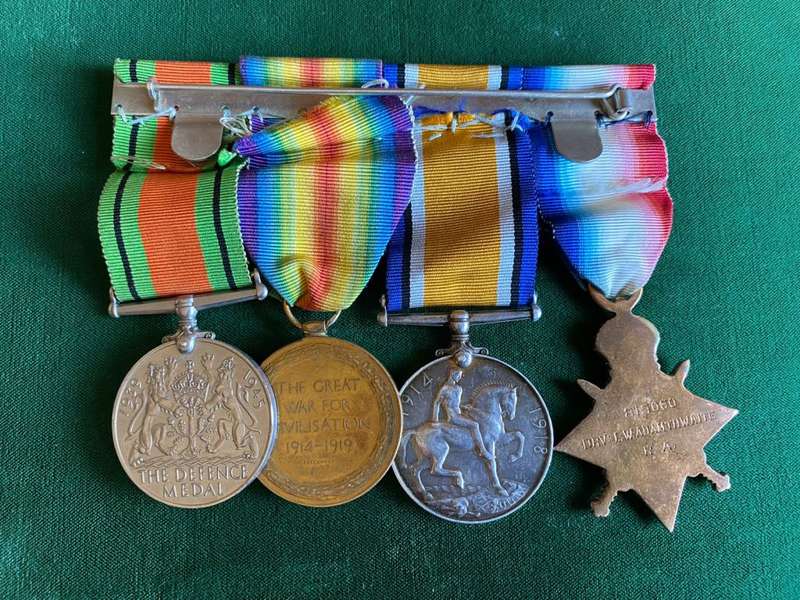 WW1/ 2 MOUNTED MEDAL GROUP-AWARDED TO 815060 DRV L.W. ADAMWAITE ROYAL ARTILLERY-WW1 STAR IS ENGRAVE