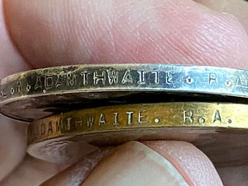WW1/ 2 MOUNTED MEDAL GROUP-AWARDED TO 815060 DRV L.W. ADAMWAITE ROYAL ARTILLERY-WW1 STAR IS ENGRAVE