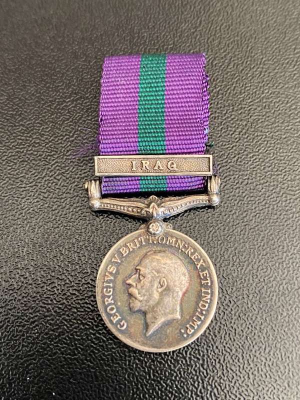 MINIATURE (SILVER) GENERAL SERVICE MEDAL 1918-62 WITH IRAQ BAR