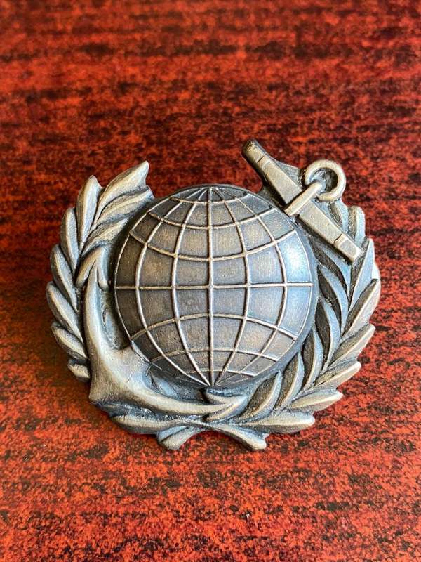 SA NAVY MARINE,BI-METAL (GREY METAL) BREAST BADGE- 2 PINS