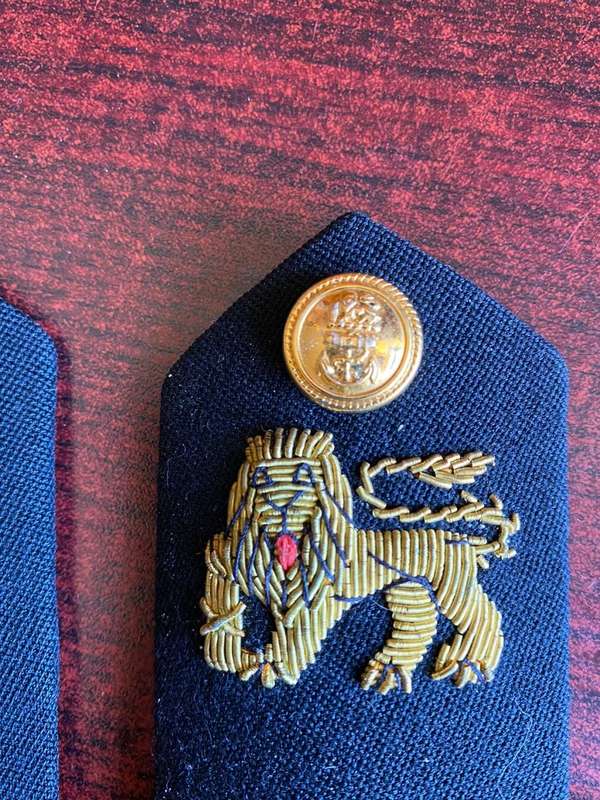 SA NAVY ENSIGNS HARD SHOULDER STRAPS-BULLION WIRE LIONS AND GOLD LACE