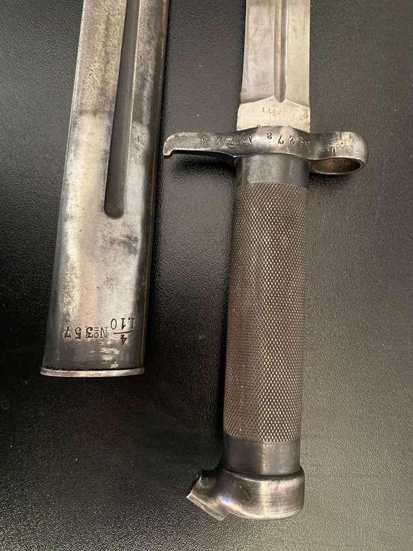 SWEDISH M1896 BAYONET WITH MEDAL SCABBARD EJEAB WITH A CROWN AND ANCHOR MARKINGS ON THE RICASSO-THIS