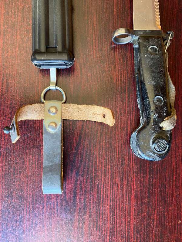 EAST GERMAN AKM 59 BAYONET WITH SCABBARD-THE KILT OF THE BAYONET NEEDS SOME CLEANING,OTHERWISE GOOD