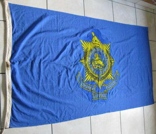 RHODESIA / ZIMBABWE REPUBLIC POLICE FLAG - MAKERS LABEL WILLIAM SMITH & GOURLOCK.