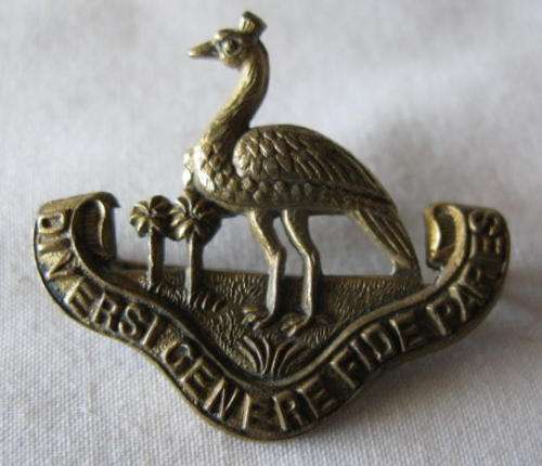 NORTHERN RHODESIAN REGIMENT BRASS OTHER RANK'S HAT BADGE 1930'3 - 1964 - STICK-PIN INTACT