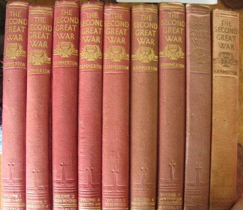 THE SECOND GREAT WAR - FULL SET OF 9 VOLUMES - A STANDARD HISTORY BY SIR JOHN HAMMERTON