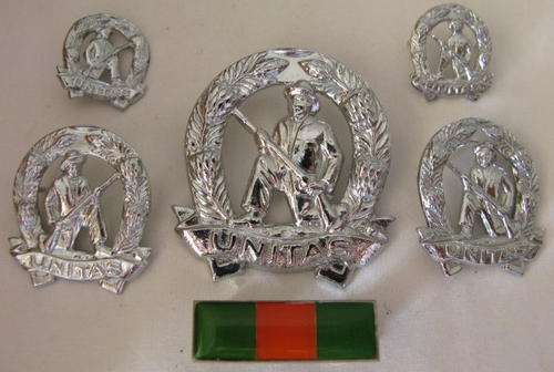SA COMMANDO CHROMED CAP, COLLARS, MESS DRESS & BERET BAR WORN POST 1976