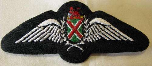 SAAF COMMANDO PILOTS WING WHITE EMBROIDERED ON BLACK WORN 1993-2003 2 PINS