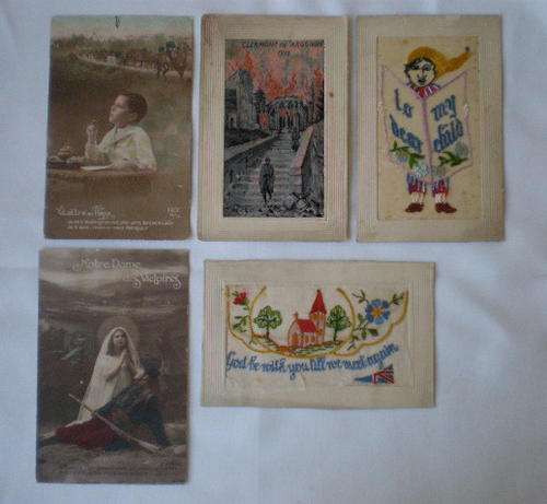 WW1 POST CARDS (5 IN TOTAL) SOLD TOGETHER-PREVIOUSLY MOUTED