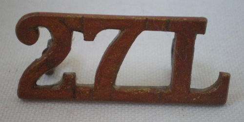 BRITISH 27TH LANCERS SHOULDER TITLE-2 LUGS