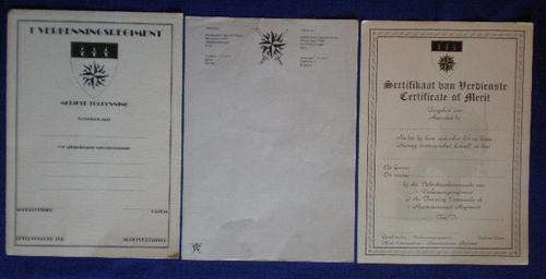 1 RECCE CERTIFICATE OF MERIT X 2+RECCE HQ LETTERHEAD SOLD TOGETHER-ALL IN GOOD CONDITION