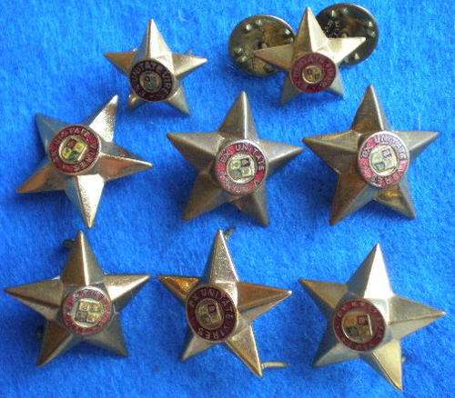 RANK INSIGNIA PIPS(GILT)WORN 1960'S-70'S-6X FULL SIZE& 2SMALLER ONES-PINS INTACT