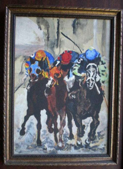 WATERCOLOUR ON BOARD-SIGHNED STEWART-FRAMED SIZE 30X40 CM- A PAINTING VERY SIMILAR TO THE WELL KNOWN