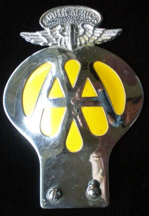 VINTAGE CHROME & ENAMEL AA BADGE-GOOD CONDITION