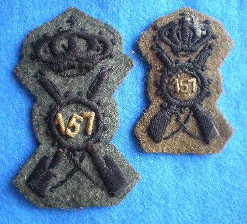 ITALIAN WW2,INFANTRY OFFICERS,EMBROIDERED WITH METAL NUMERALS BADGES-ORIGINAL