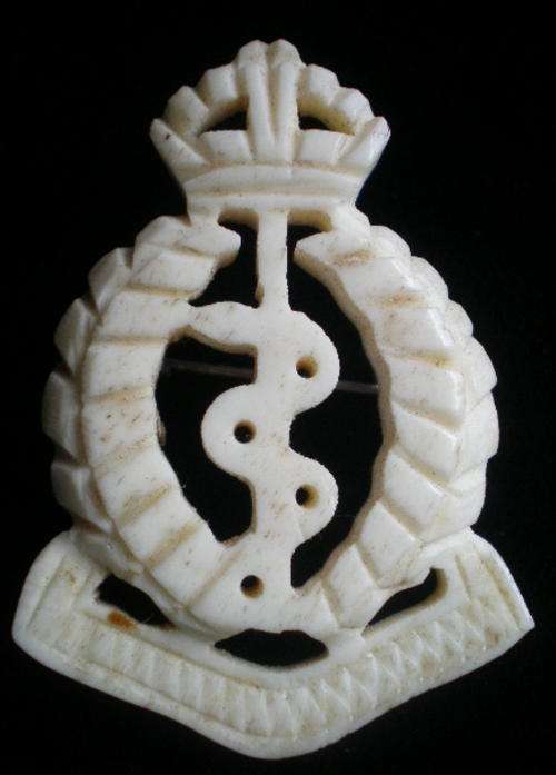 WW2 ROYAL ARMY MEDICAL CORPS IVORY SWEAT HEART BROACH-PIN INTACT