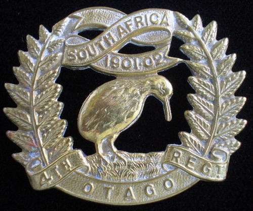 4TH OTAGO RIFLES REGIMENT SOUTH AFRICA 1901-1902-CAP BADGE-2 LUGS