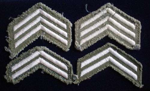 RHODESIAN ARMY RANK INSIGNIA PAIRS FOR CORPORAL & SERGEANT,WORN 1960'S-80'S
