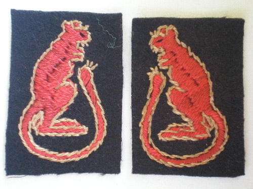 WW2-7TH ARMOURED DIVISION;THE JERBOA OF THE FAMOUS "DESERT RATS"EMBROIDERED CLOTH FORMATION PATCHES-