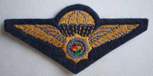 SA POLICE SPECIAL TASK FORCE PARA WING FOR FIELD DRESS-EMBROIDERED ON BLUE FELT BACKING