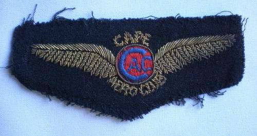 SAAF-VINTAGE CAPE AERO CLUB,BULLION WIRE EMBROIDERED WING